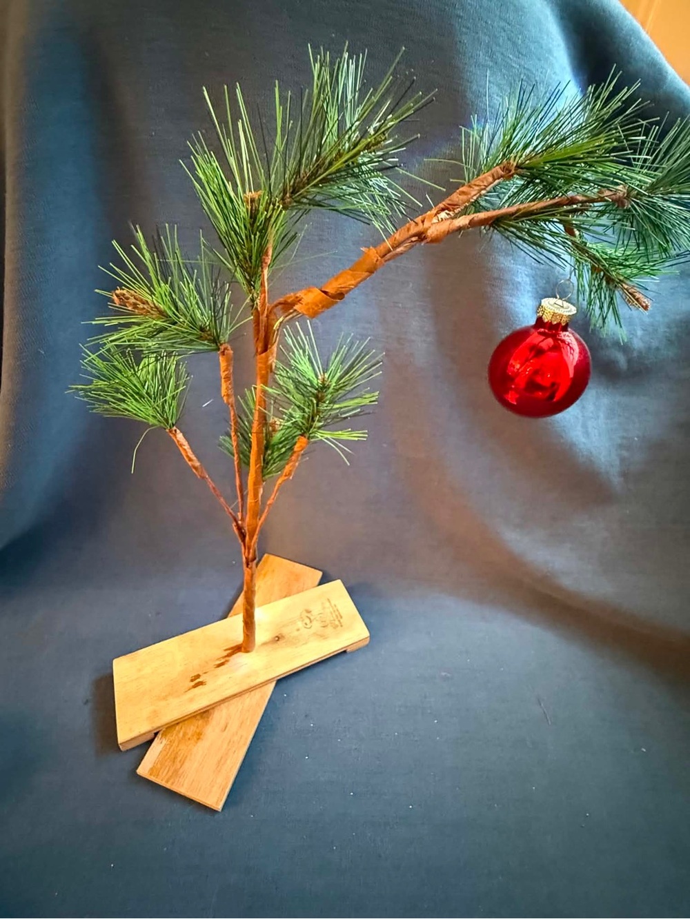 Minimalist Pine Charlie Brown Holiday Tree with Red Ornament